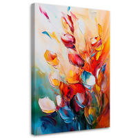 LEINWANDBILD Bunte Blumen Ölfarben Effekt 40x60cm - Multicolor, Textil (40/60cm) - Feeby