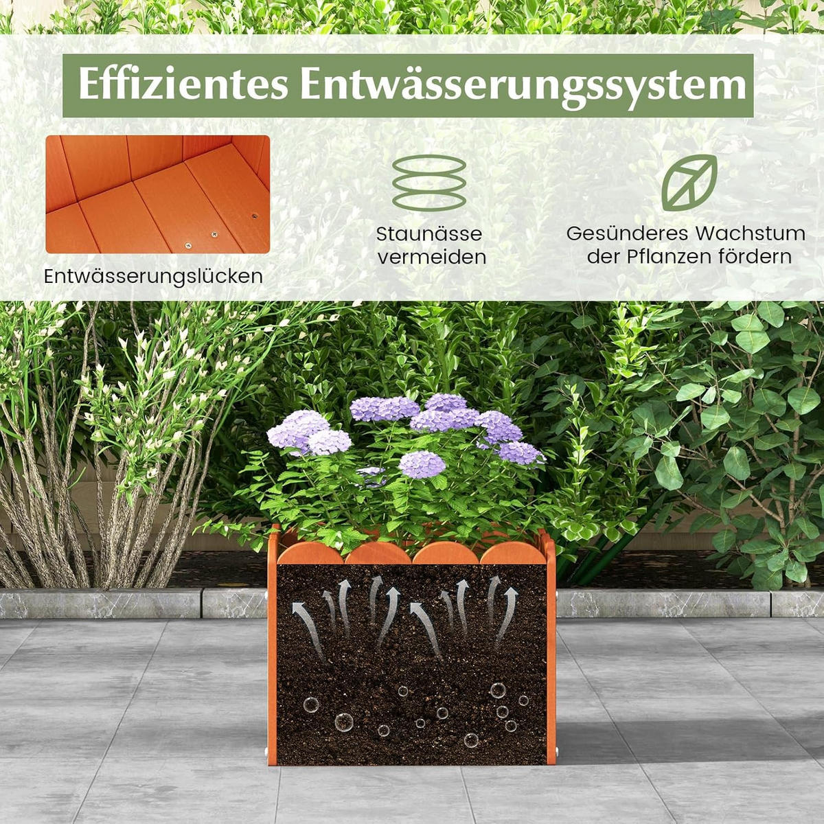BLUMENKUBEL 2er-Set Orange - Orange, Kunststoff (25cm) - COSTWAY