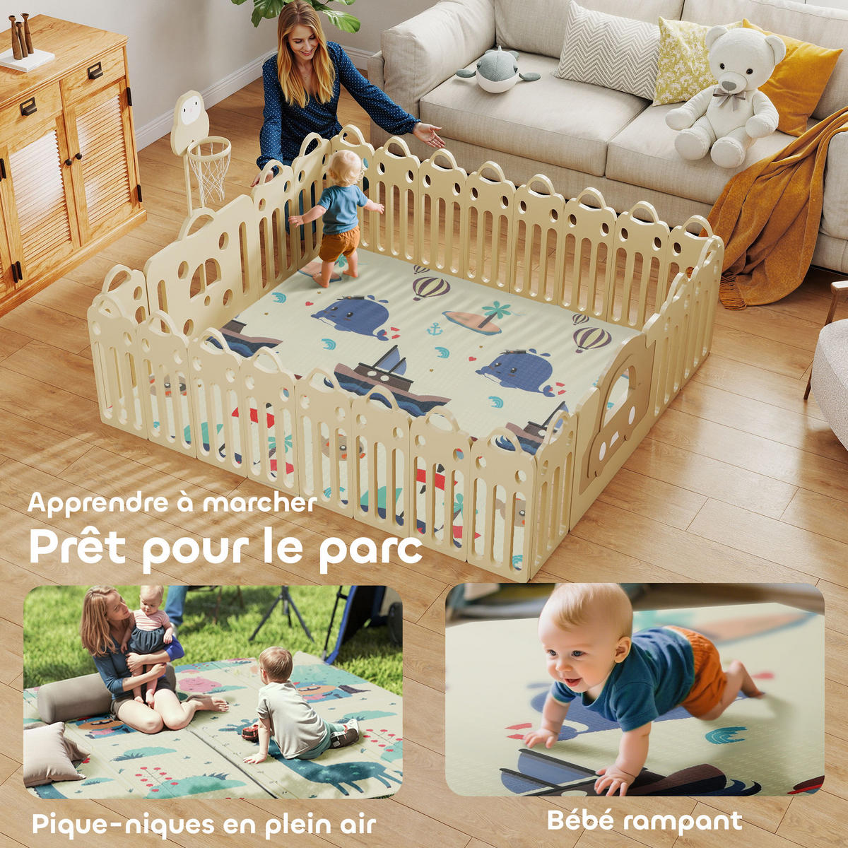 SPIELMATTE DE-18927 196x176 cm, faltbar, doppelseitig Bunt - Multicolor, Kunststoff (176/196cm) - ComfortXL