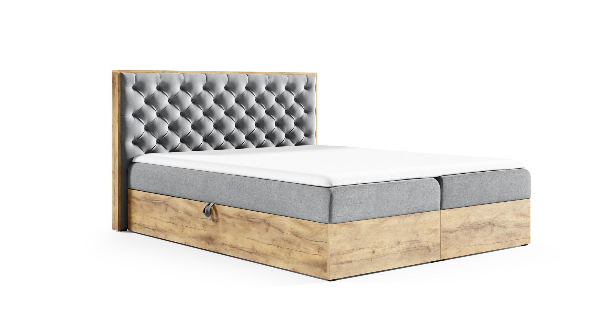 BOXBETT Diona überlänge Faro - Grau, Holzwerkstoff/Textil (200/220cm) - Fun Möbel