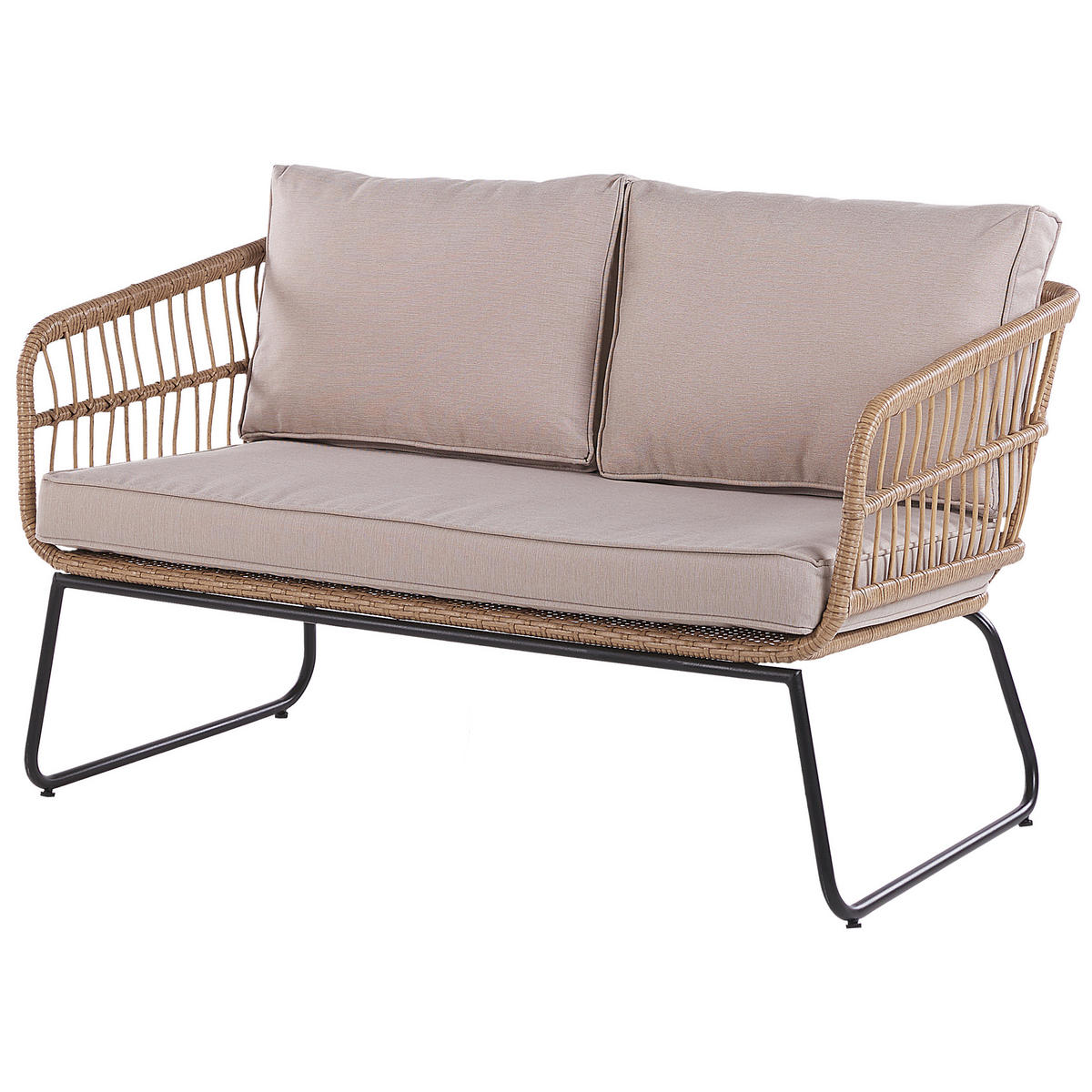 GARTENMÖBEL-SET 4-Sitzer Rattan Beige Ravello - Beige, Kunststoff - Beliani