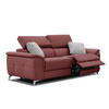 SOFA PLAUEN 3-Sitzer mit 2 Relaxfunktionen, bordeaux - Bordeaux/Silberfarben, Holzwerkstoff/Textil (214/83/105cm) - Courtois Laville
