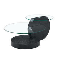 COUCHTISCH in Schwarz Wohnzimmertisch mit zwei Ebenen aus Sicherheitsglas für Wohnzimmer, B90/T70/H44 cm - Transparent/Schwarz, Glas/Holzwerkstoff (90/90/44cm) - STILVORA