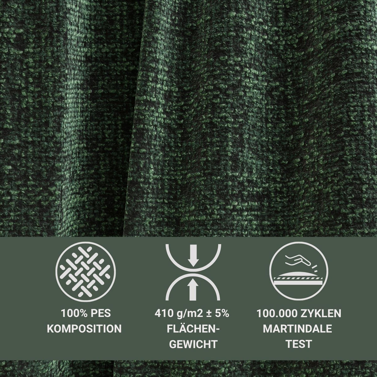 POLSTERBETT Maumere Dunkelgrün 160/200 cm im Chenille-Stoff - Dunkelgrün/Schwarz, Holz/Holzwerkstoff (160/200cm) - Maison de Reve