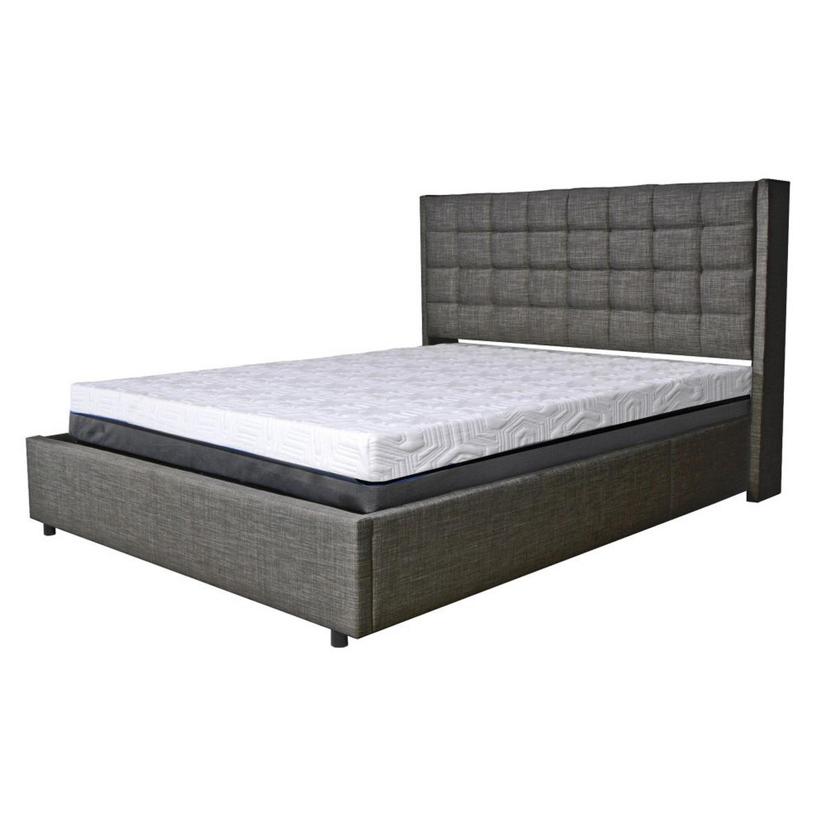 BETTKASTEN WEMBLEY mit Lattenrost/ Bett 160x200 - Dunkelgrau - Anthrazit, Holzwerkstoff (160/200cm) - Weber Industries