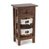 TELEFONTISCH RATTAN 70 mit 2 Rattan-Körben und Schublade, Mahagoni massiv 03 dunkelbraun - Dunkelbraun, Holz (28/38/70cm) - DESIGN DELIGHTS
