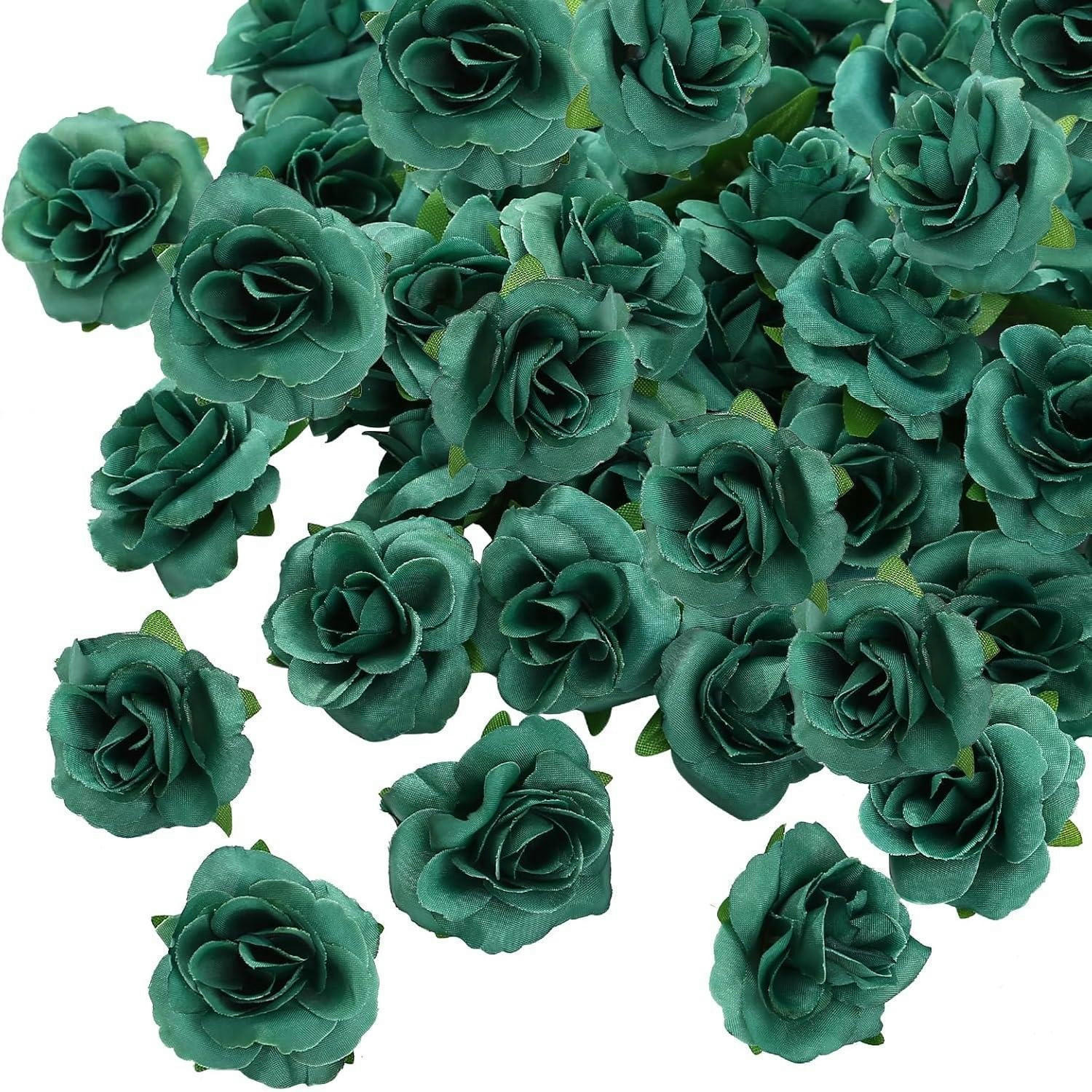 KUNSTBLUMENKÖPFE Rosen 50-teiliges Set Grün 4 cm - Grün, Kunststoff (1cm)