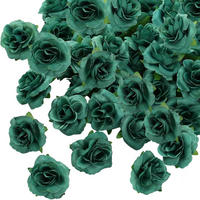 KUNSTBLUMENKÖPFE Rosen 50-teiliges Set Grün 4 cm - Grün, Kunststoff (1cm)