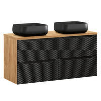 DOPPELWASCHTISCH 120cm Elora Schwarz und Holz - Schwarz, Holzwerkstoff (120/59/46cm) - Petits-meubles