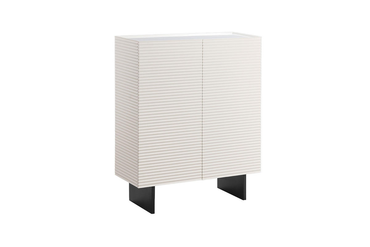 HIGHBOARD LYNN Weiß Holz - Schwarz/Weiß, Holzwerkstoff/Metall (100/120/40cm) - KAWOLA