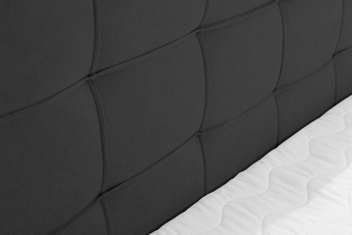 BOXBETT NATALIE mit 2 Bettkästen, 160x200, Farbe: Schwarz, Velourstoff, mit Bonell-Matratze inkl. Topper - Schwarz, Holz/Kunststoff (160/200cm) - VENASI MÖBEL