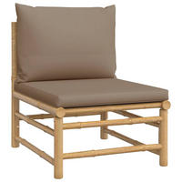 GARTEN-MITTELSOFA Mit Taupe Kissen Bambus - Taupe, Naturmaterialien (69/65/55cm) - vidaXL