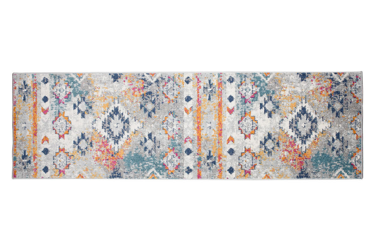 TEPPICHLÄUFER LAZUR Weiß Dunkelblau 70/100 cm - Dunkelblau, Textil (70/100cm) - Tapiso