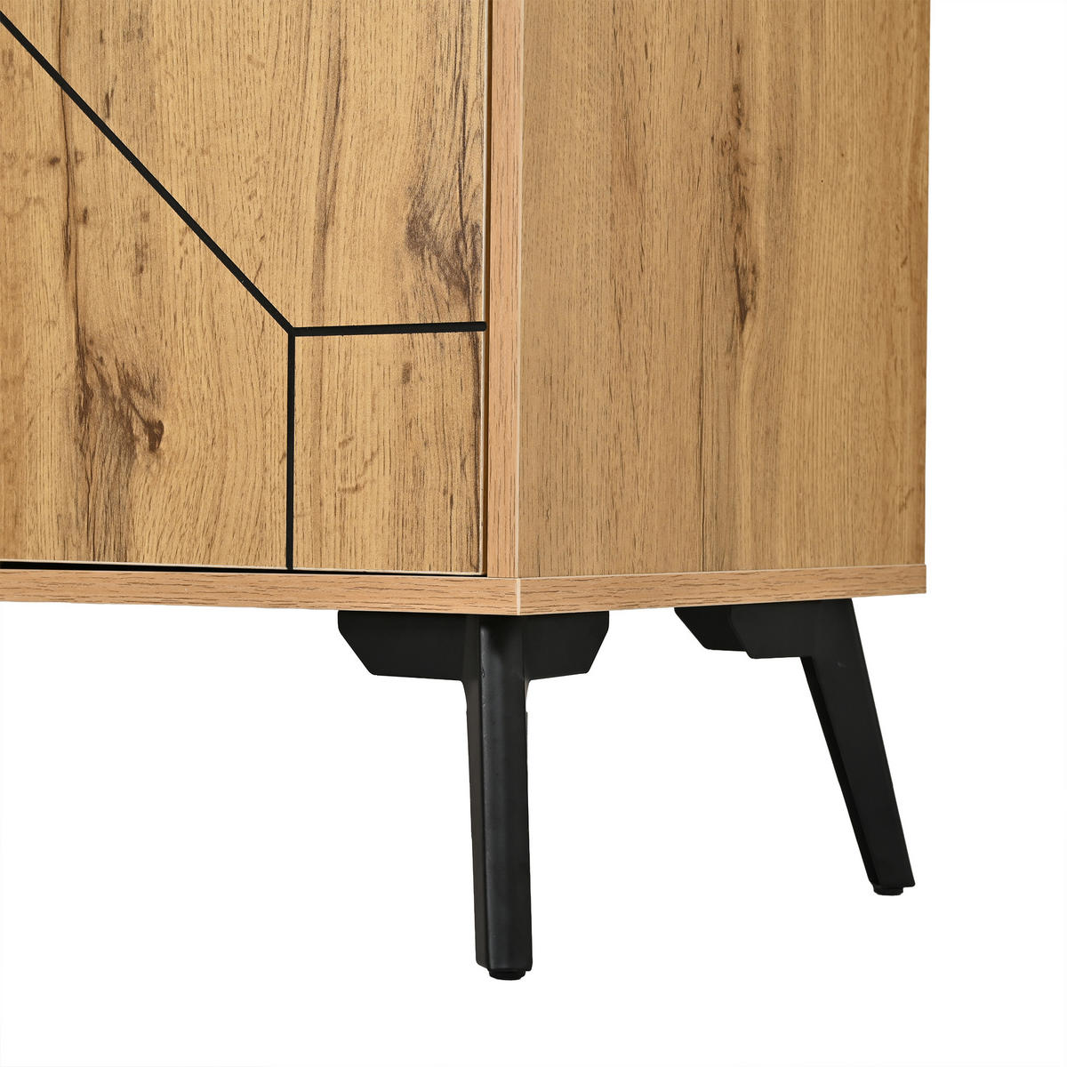 SIDEBOARD DE-37856 mit 4 Türen und Wellenmuster Holzfarbe - Naturfarben, Holzwerkstoff (120/69/35cm) - ComfortXL