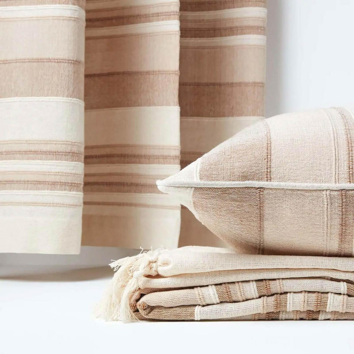 ÖSENVORHANG Morocco blickdicht 2er-Set, 167/228 cm - Beige, Textil (167/228cm) - Homescapes