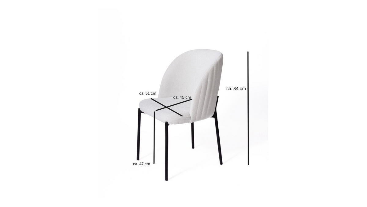 STUHL Kris bouclé grau - Schwarz/Grau, Textil/Metall (53/84/53cm) - INKA furniture