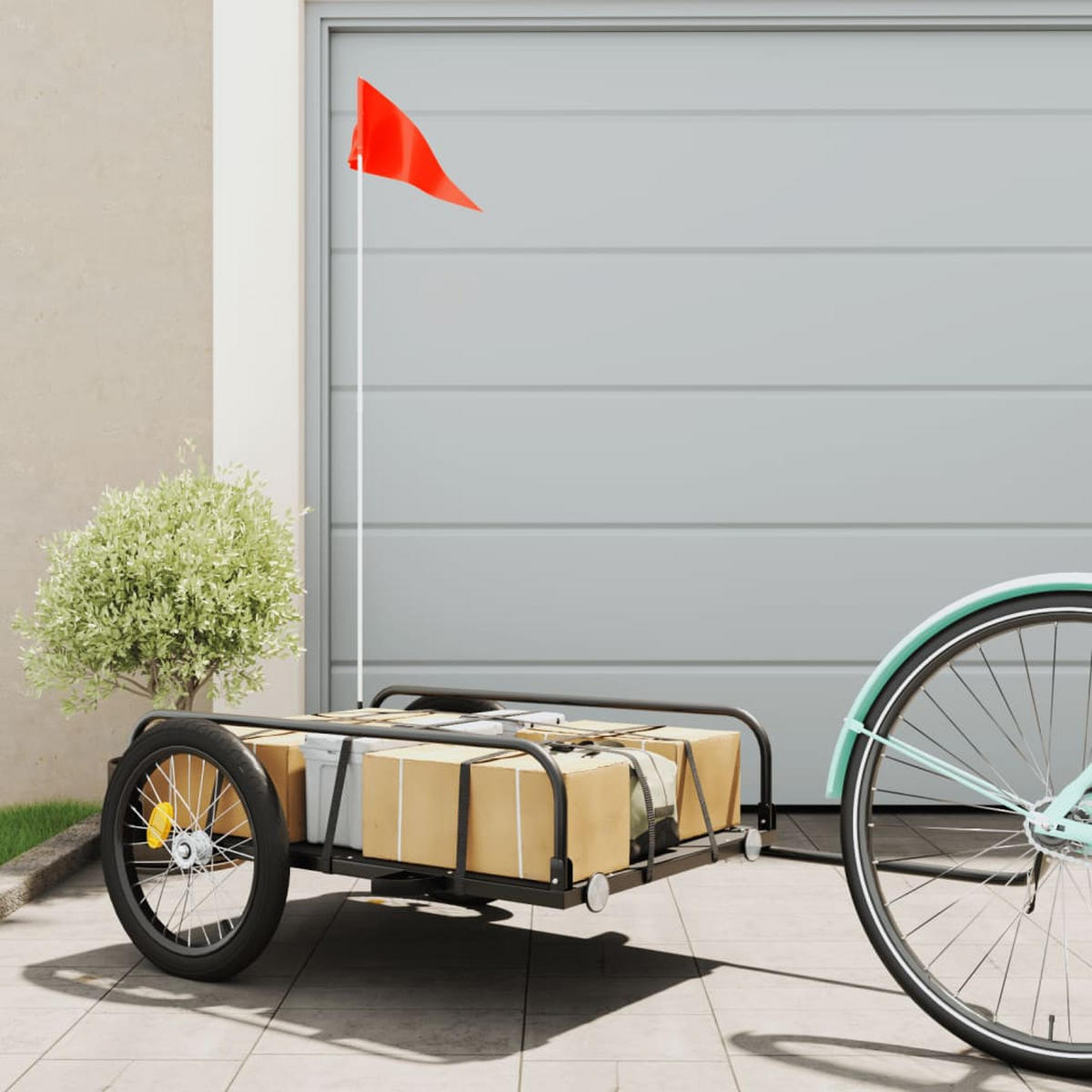 FAHRRADANHÄNGER Schwarz 135/70/37 Cm Eisen - Schwarz, Metall (70/37/135cm) - vidaXL