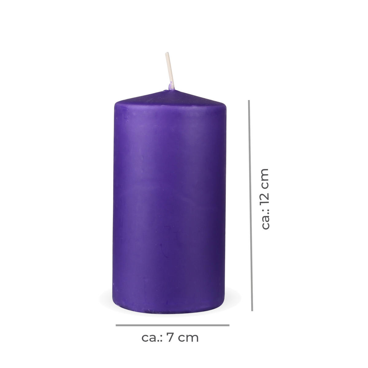 STUMPENKERZEN "Lila", Größe Ø7cm x Höhe: 12 cm - Lila, Naturmaterialien (7/12cm) - HS Candle
