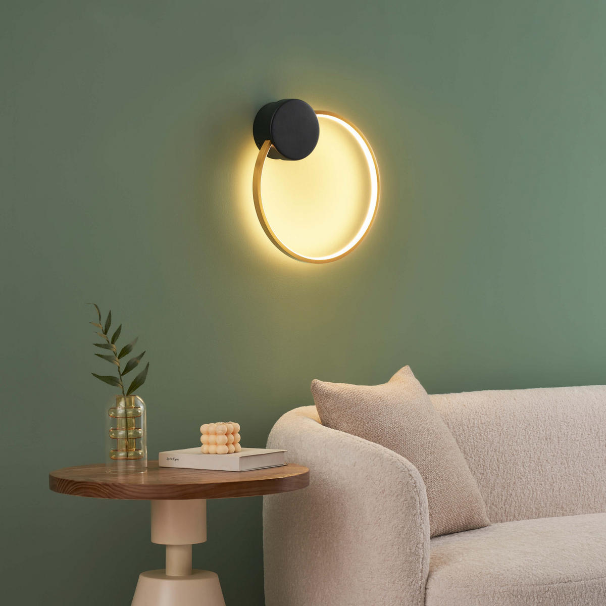 WANDLEUCHTE Alisa, Messing und Schwarz, 34cm - Schwarz, Metall (30/30/34cm) - KOSILUM