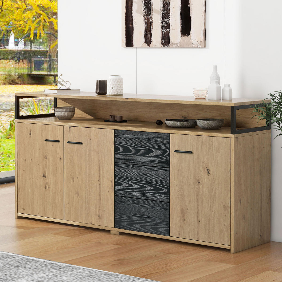 SIDEBOARD Holzeffekt 150/35/75,9 cm - Braun, Holzwerkstoff/Metall (35/75.9/150cm) - Urban Meuble