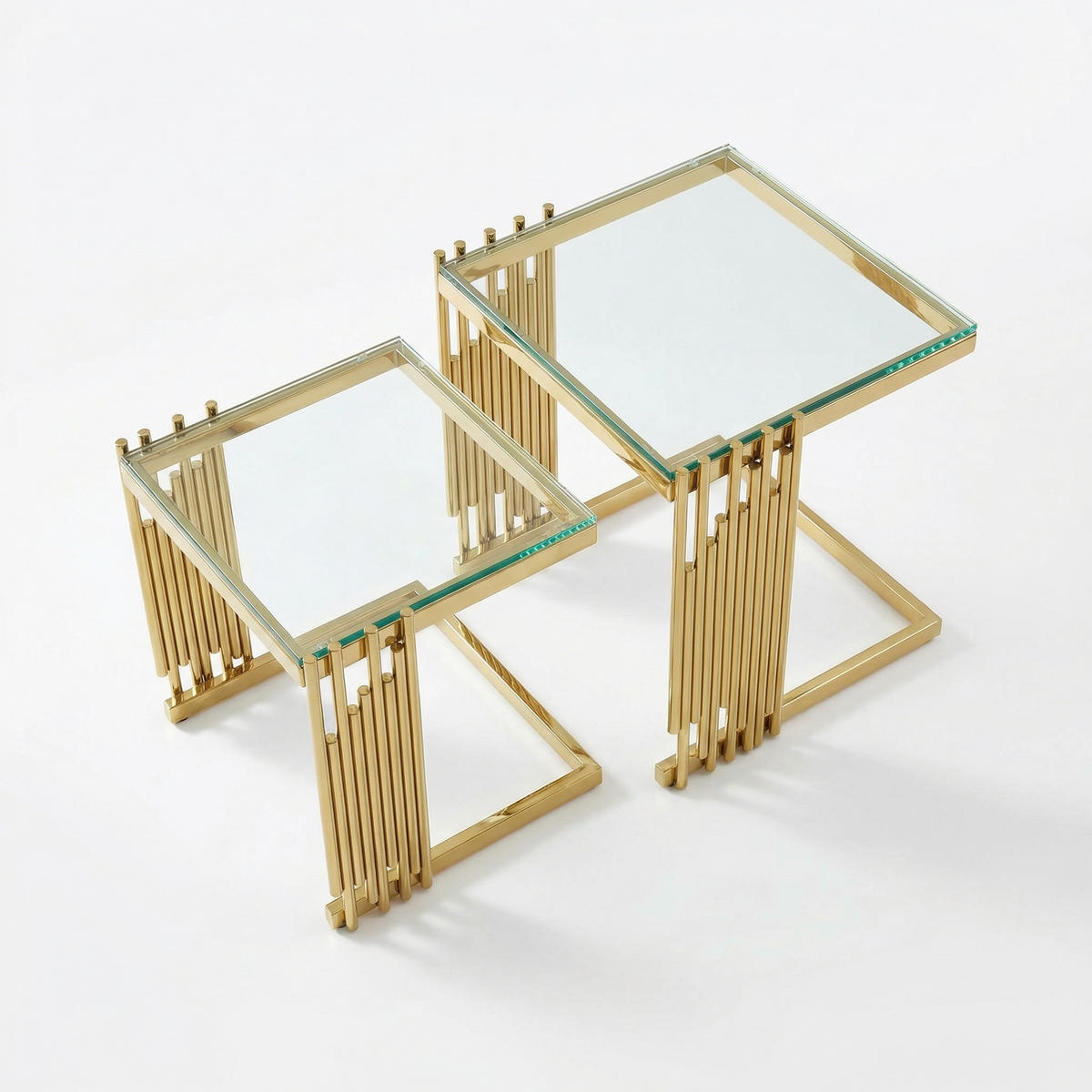 COUCHTISCH in Schwarz Wohnzimmer mit Glastischplatte für Wohnzimmer / Zuhause / Büro - Goldfarben, Glas/Holzwerkstoff (41/41/46cm) - STILVORA