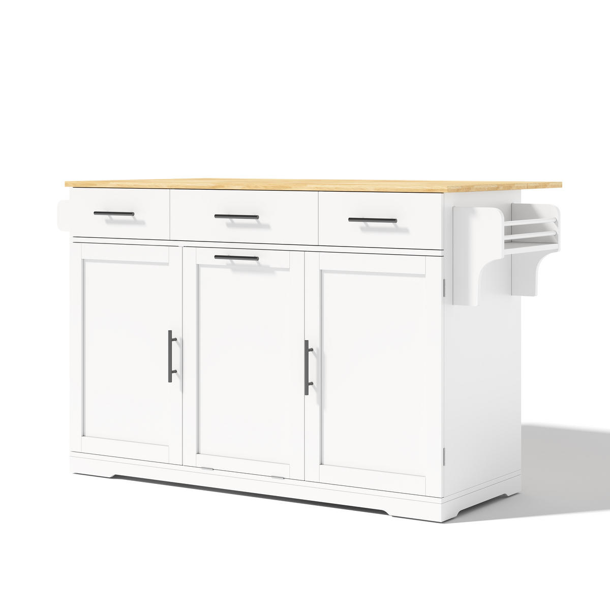 KÜCHENINSEL DE-41372 136/50-75/92 cm, klappbare Arbeitsplatte und Mülleimerschrank Weiß - Weiß, Holzwerkstoff (136/92/75cm) - ComfortXL