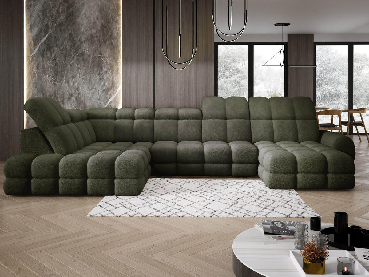 ECKSOFA TOLLO Anthology-stoff U-form 400x217x105 cm grün - Waldgrün, Holz/Textil (400/217cm) - DomoHome