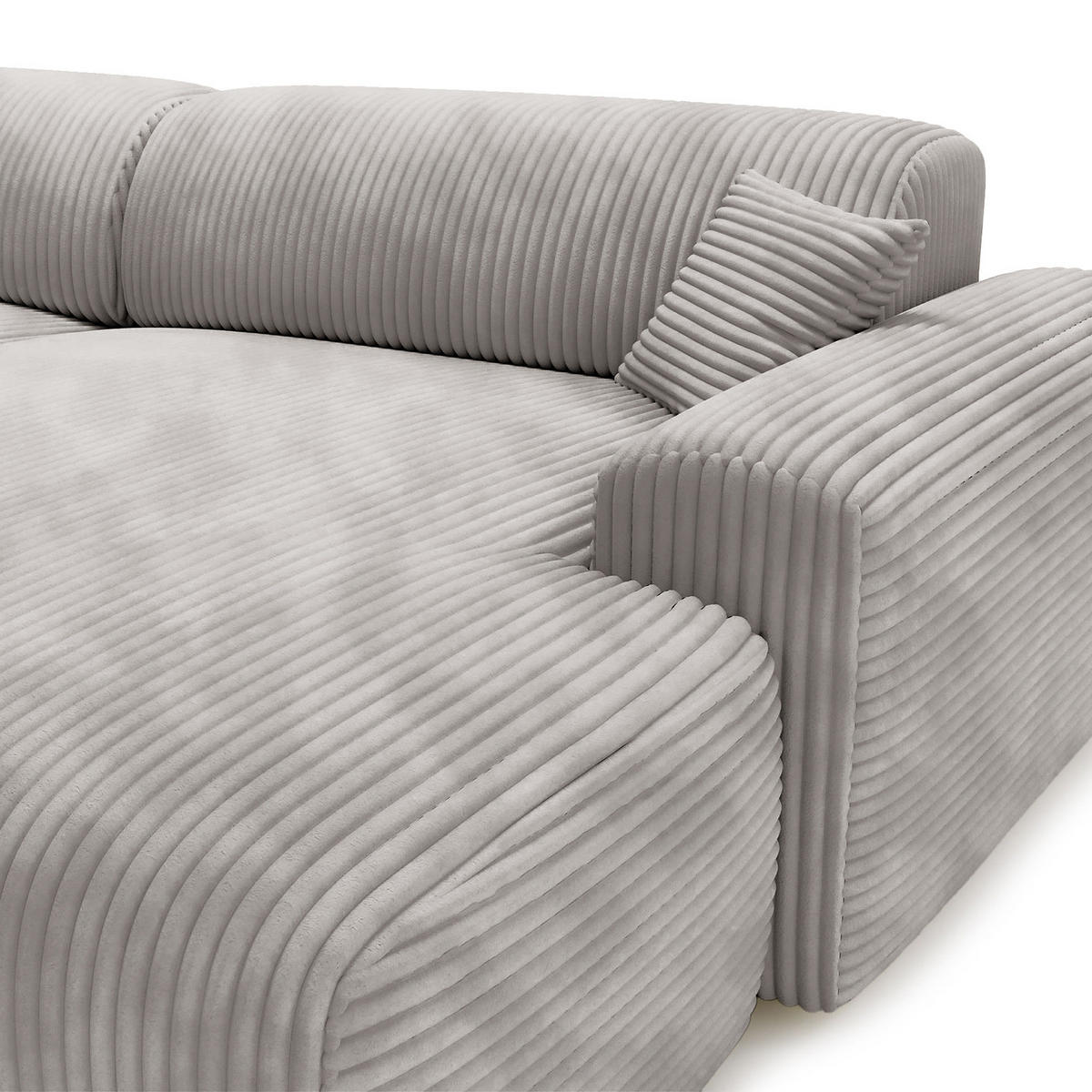 ECKSOFA mit Longchair - Cord - Hellgrau/Schwarz, Kunststoff/Textil (284/178cm) - home24
