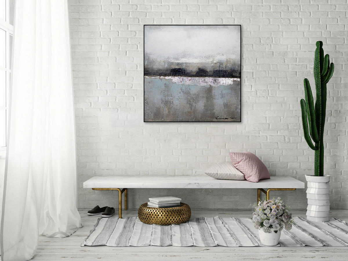ACRYLBILD HANDGEMALT 80/80 cm - Grau, Holz/Textil (80/80cm) - KUNSTLOFT