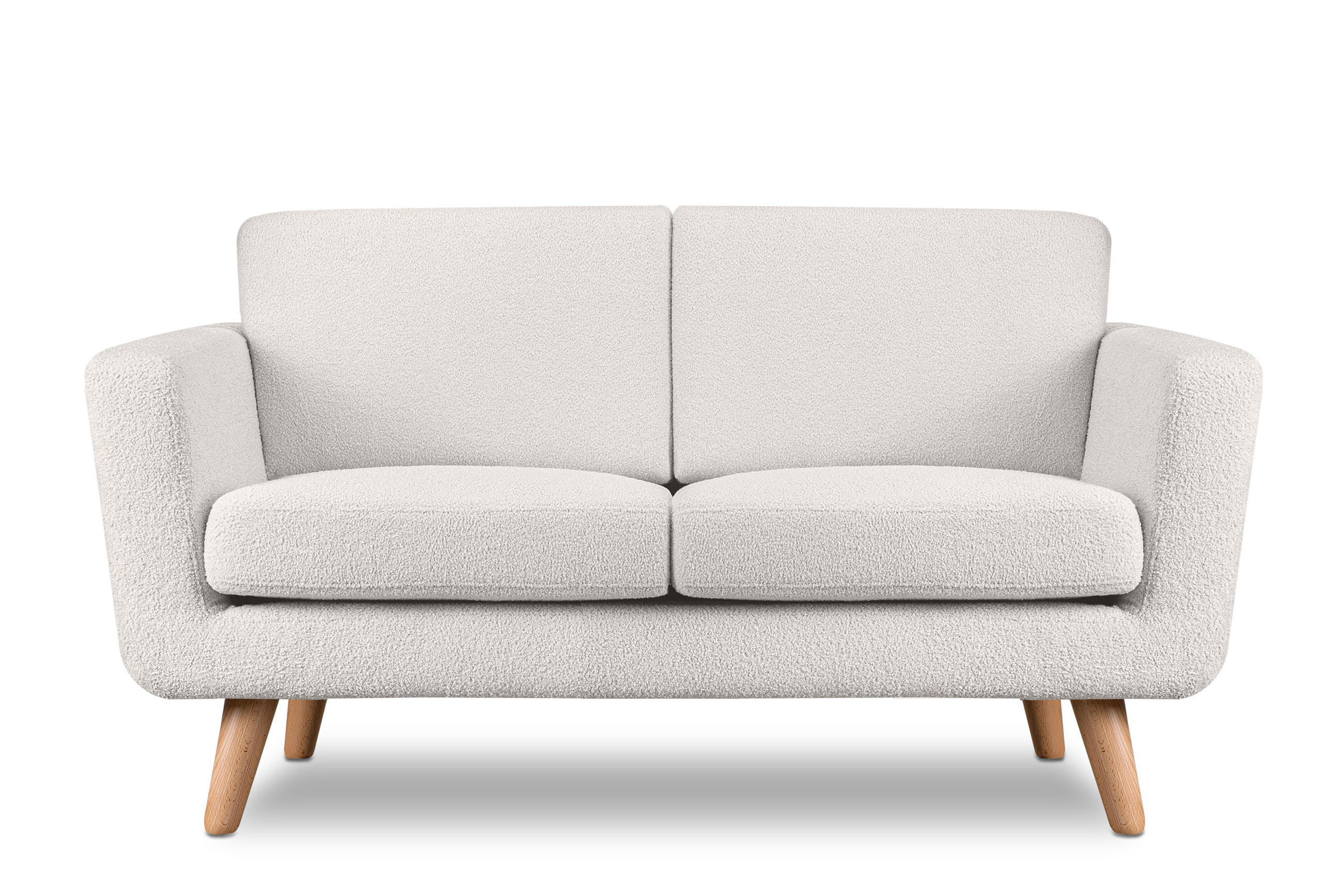 SOFA TAGIO mit Armlehnen, Weiß - Braun/Weiß, Buchenholz/Textil (153/80/84cm) - KONSIMO®