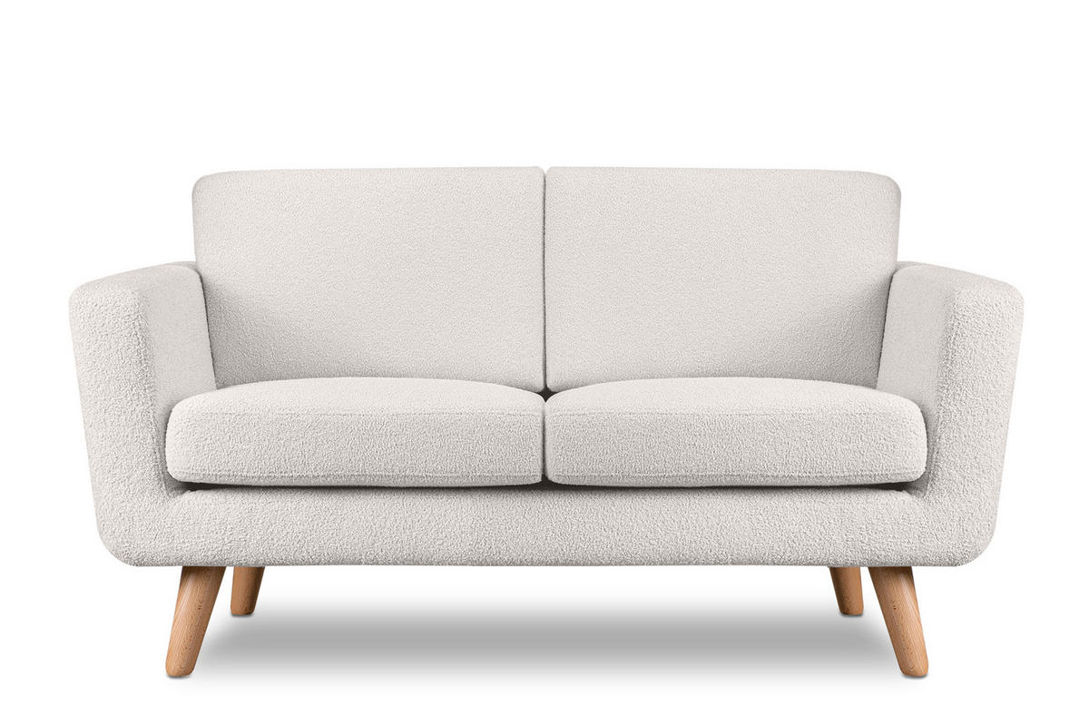 SOFA TAGIO mit Armlehnen, Weiß - Braun/Weiß, Buchenholz/Textil (153/80/84cm) - KONSIMO®