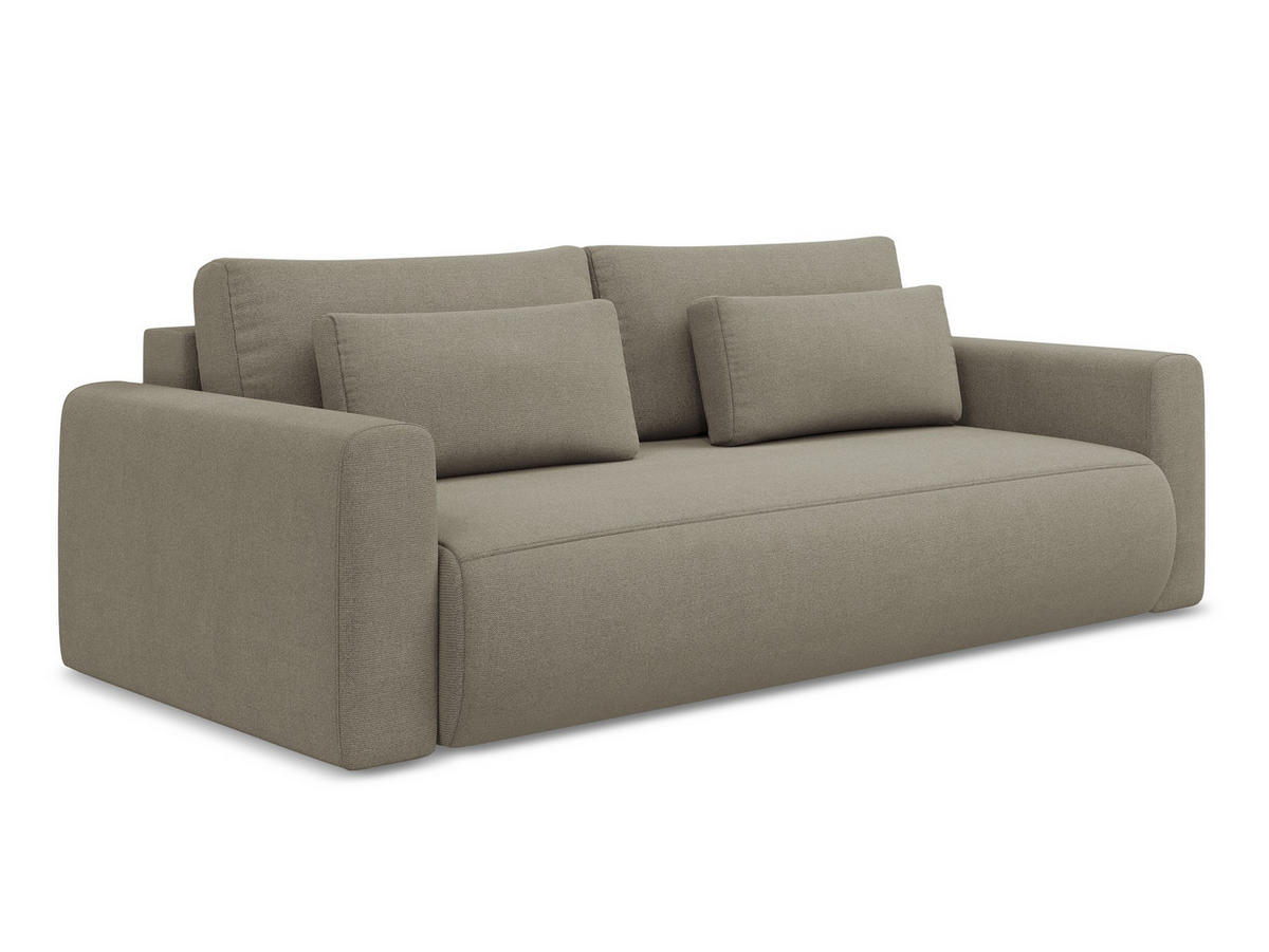 3-SITZER SOFA mit Schlaffunktion Strukturstoff Stoff Beige - Beige/Schwarz, Kunststoff/Textil (238/82/105cm) - Makamii