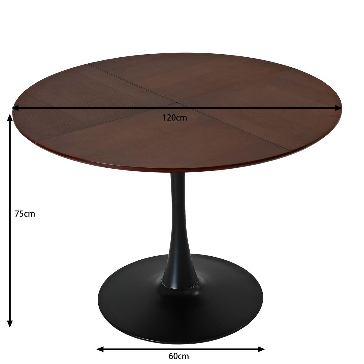 ESSTISCH 120/120/75 cm braun aus MDF mit Stahlgestell - Braun, Holzwerkstoff (120/120/75cm) - OKWISH