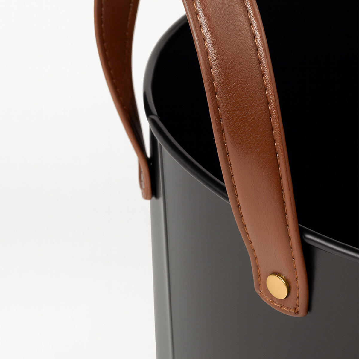 2XKOŠÍK na drevo - čierna, kov/koža (45/35/45cm) - Relaxdays