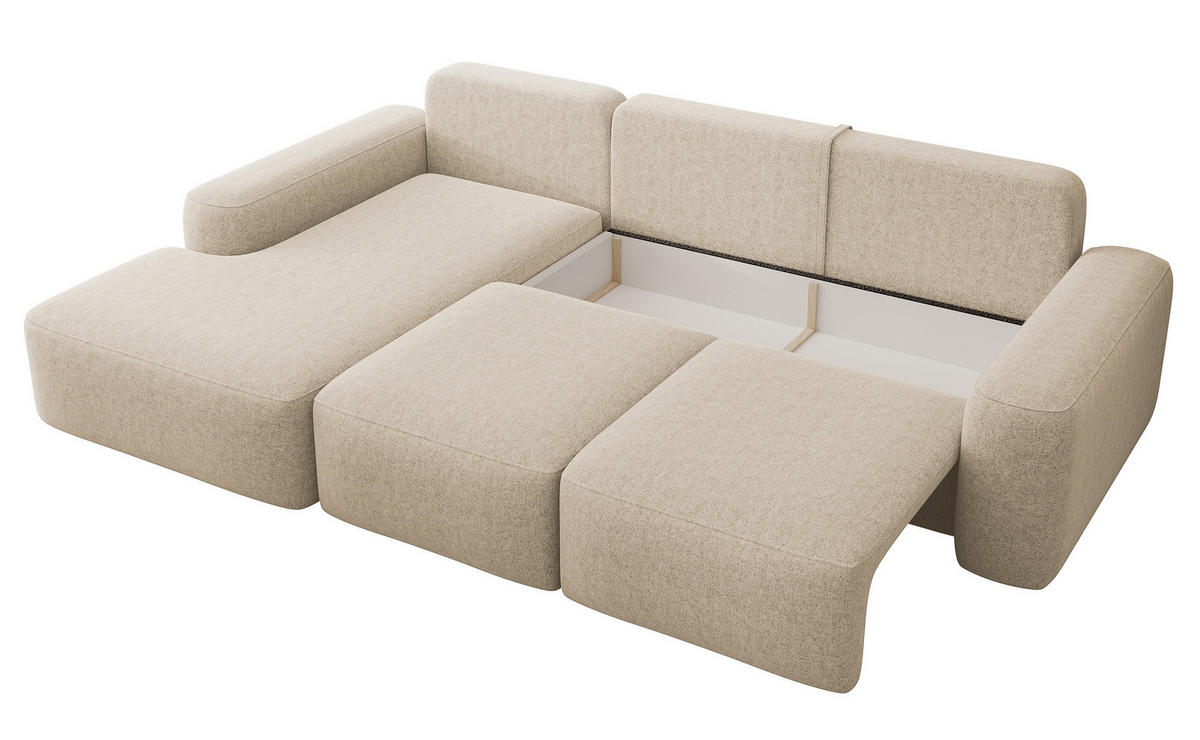 ECKSOFA Carnos Chenille-Bezug in Beige - Beige, Textil (264/162cm) - Selsey