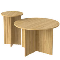 COUCHTISCH-SET 2 teilig in Natur-Optik Runde Satztische im Scandi-Design - Naturfarben, Holzwerkstoff (76/76/50cm) - Urban Meuble