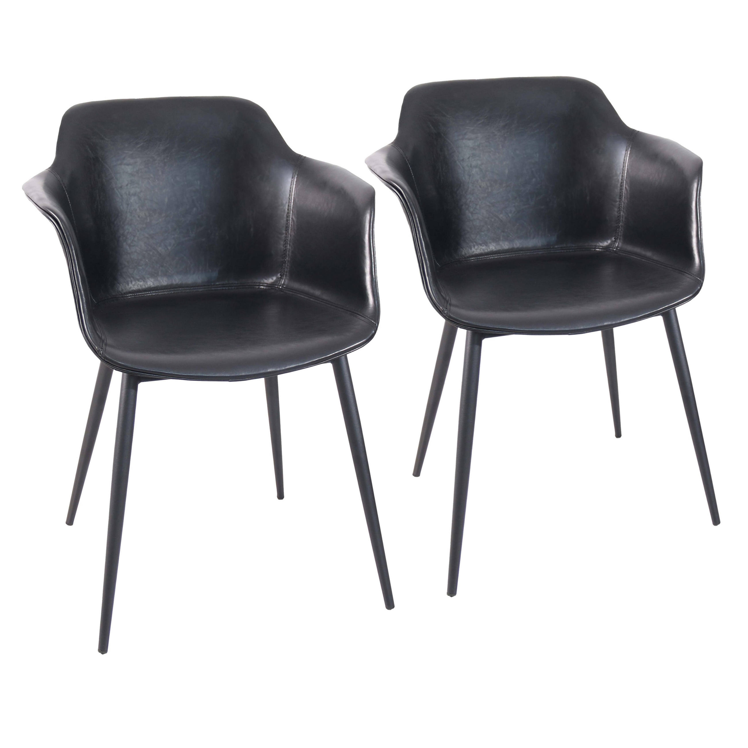 ARMLEHNENSTÜHLE 2-tlg., Schwarz - Schwarz, Textil (58/83/58cm) - Oviala