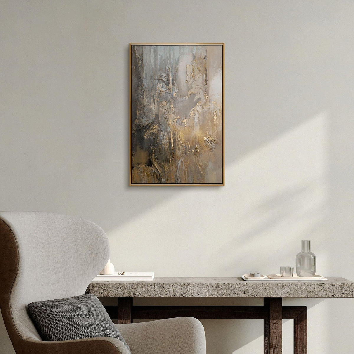 GEMÄLDE Goldene Horizonte Schattenfugenrahmen Gold 60x40 cm - Goldfarben, Holz (60/40cm) - YS-art gallery