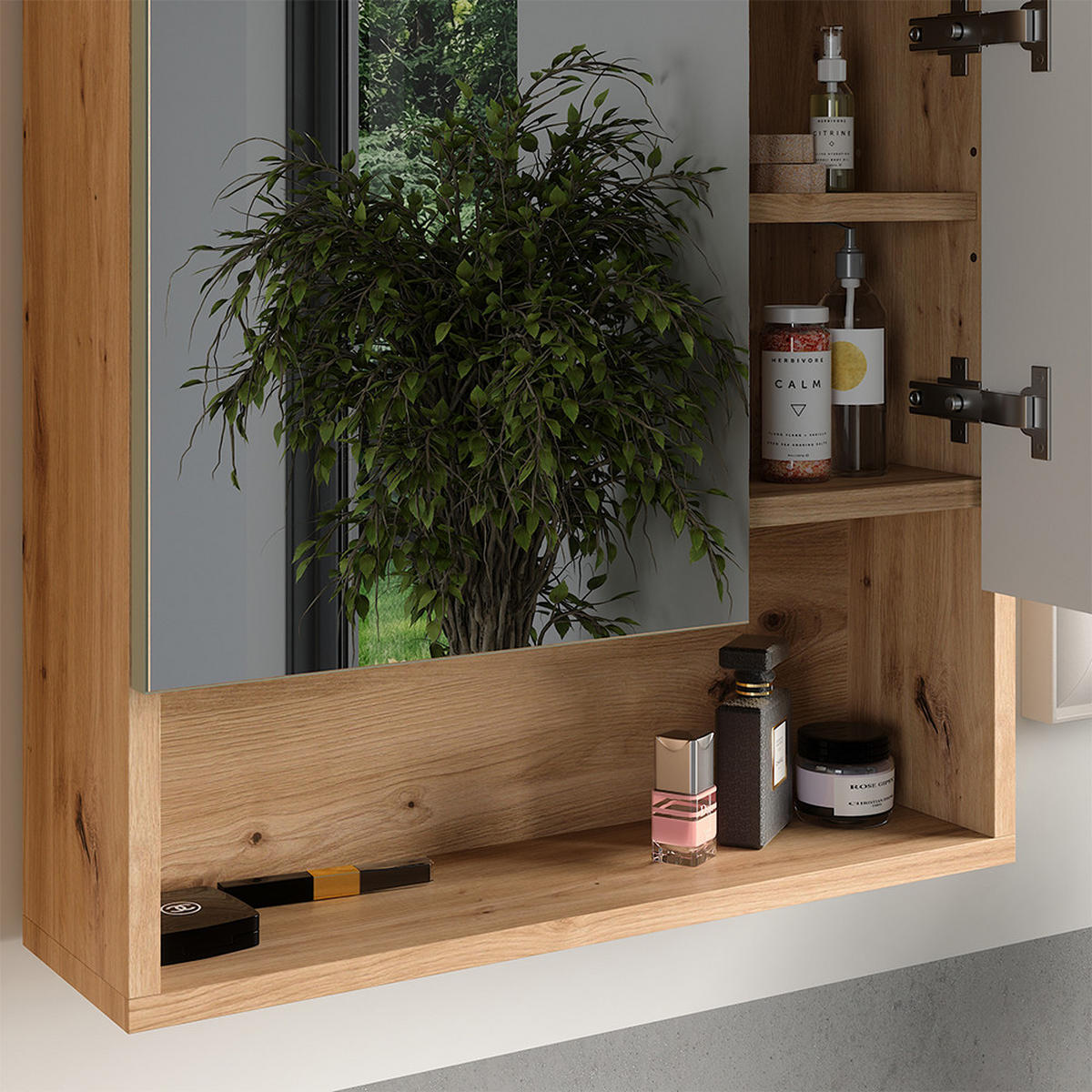 KOUPELNOVÁ ZRCADLOVÁ SKŘÍŇKA Irma Šalvějově zelená - šalvějově zelená, kompozitní dřevo (54/55/16.9cm) - Vicco