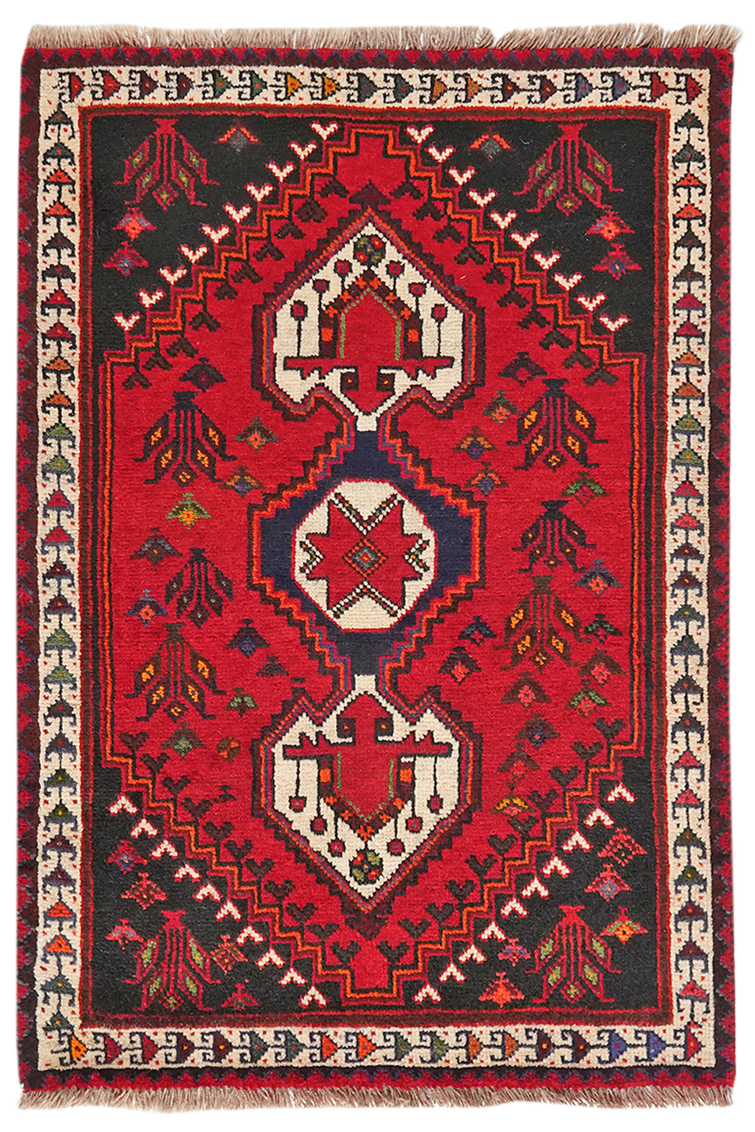 TEPPICH Gashgai Rot 127/88 cm Schurwolle - Rot, Textil (88/127cm) - Looma