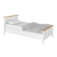 BETT mit Matratze HUTTO - Weiß, Holzwerkstoff - KONSIMO®