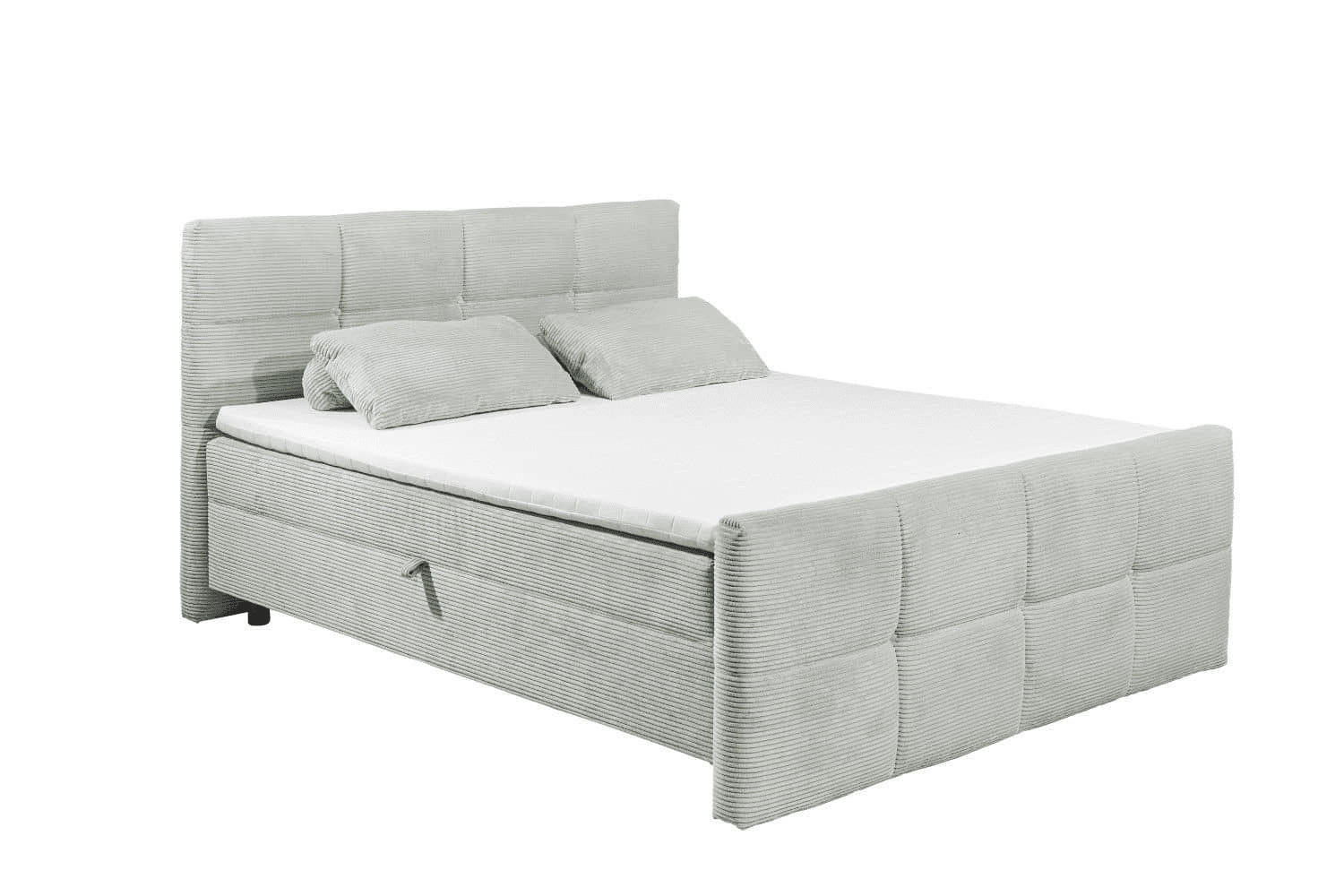 BOXBETT Breitcord, 7-Zonen-Tonnentaschen-Federkernmatratze, HR-30 Topper, Bettkasten - Salbeigrün/Hellgrau, Holz/Kunststoff (180/200cm) - ed exciting design