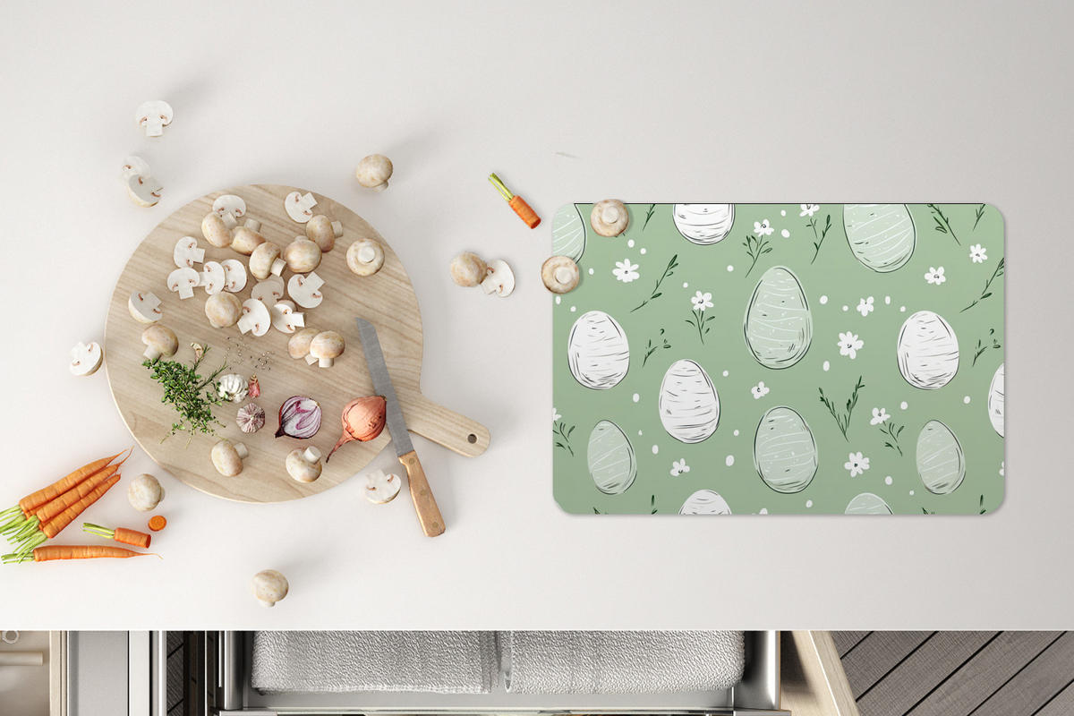 PLATZSETS 6er-Set Grün - Eier - Muster Unterlage 45x30 cm - Waldgrün, Kunststoff (0.3/45/30cm) - MuchoWow