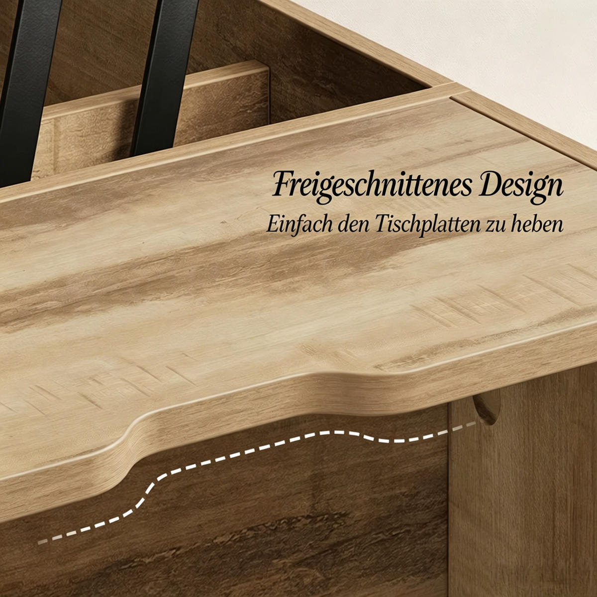 COUCHTISCH DE-37261 Lift-Top ausziehbar mit Rollen Eichenfarben - Eichefarben, Holzwerkstoff (50.5/100/53cm) - ComfortXL