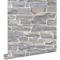 TAPETE Stein-Optik 53 cm x 10.05 m - Grau, Papier (53/1000cm) - ESTAhome