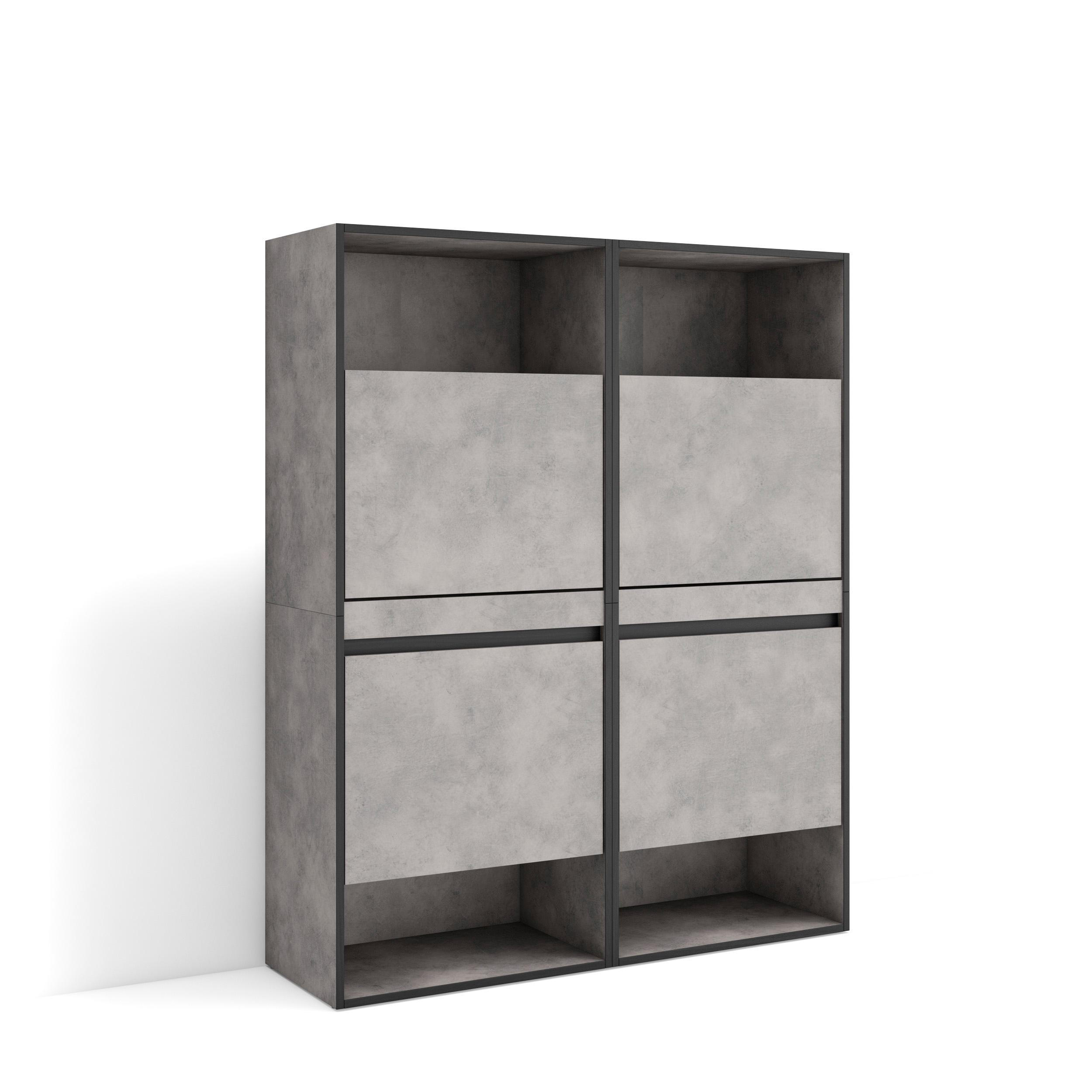 SCHUHREGAL, Schuhschrank, 120x35x145 cm, Schuh-Organizer, Zement - Grau, Holzwerkstoff (120/145/35cm) - Skraut Home