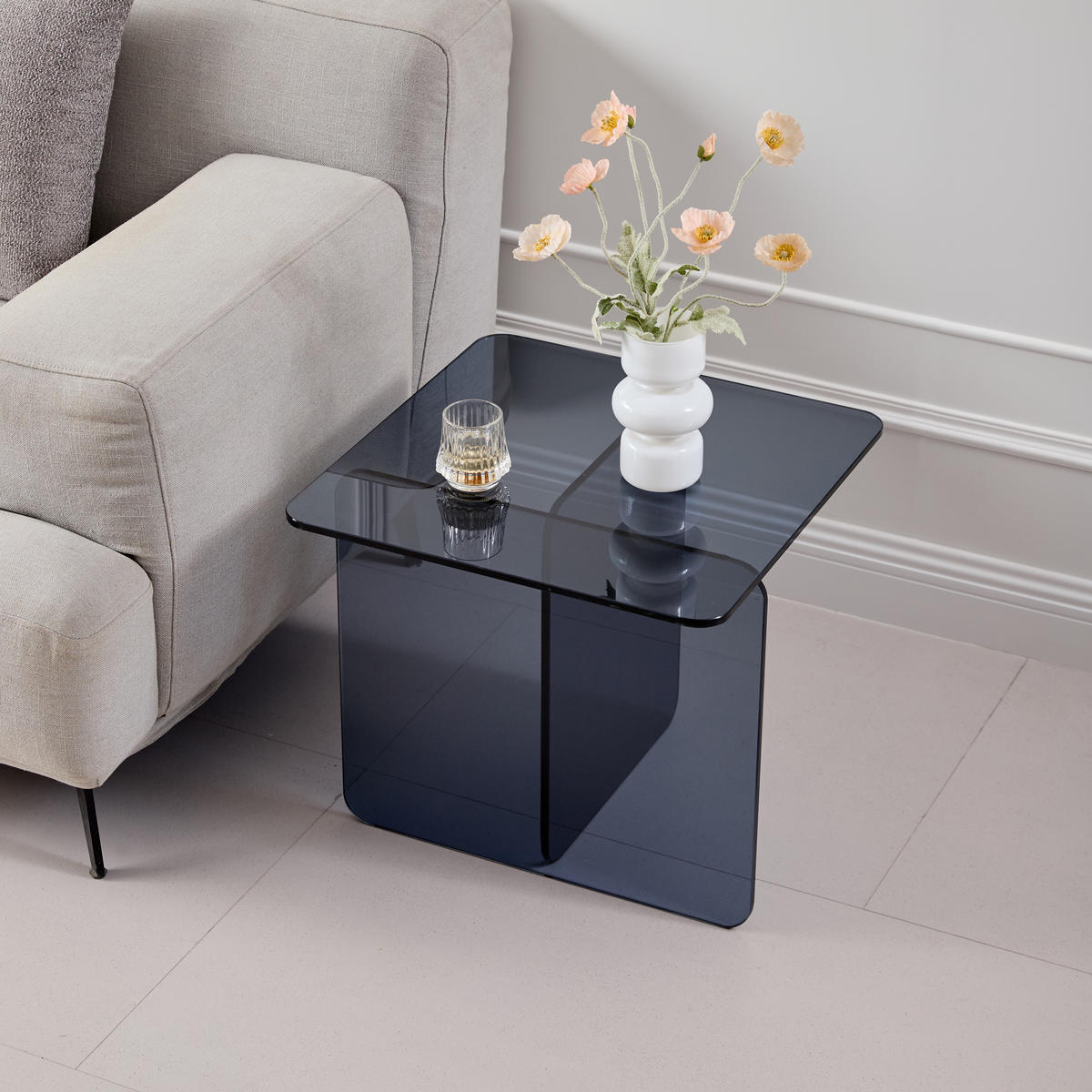 BEISTELLTISCH Grau 45/45/51 cm aus Glas - Grau, Glas (45/45/51cm) - PANGIVO