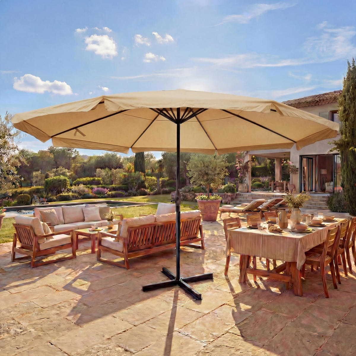 SONNENSCHIRM PRO Cremeweiß - Weiß, Textil (500/500cm) - MCW