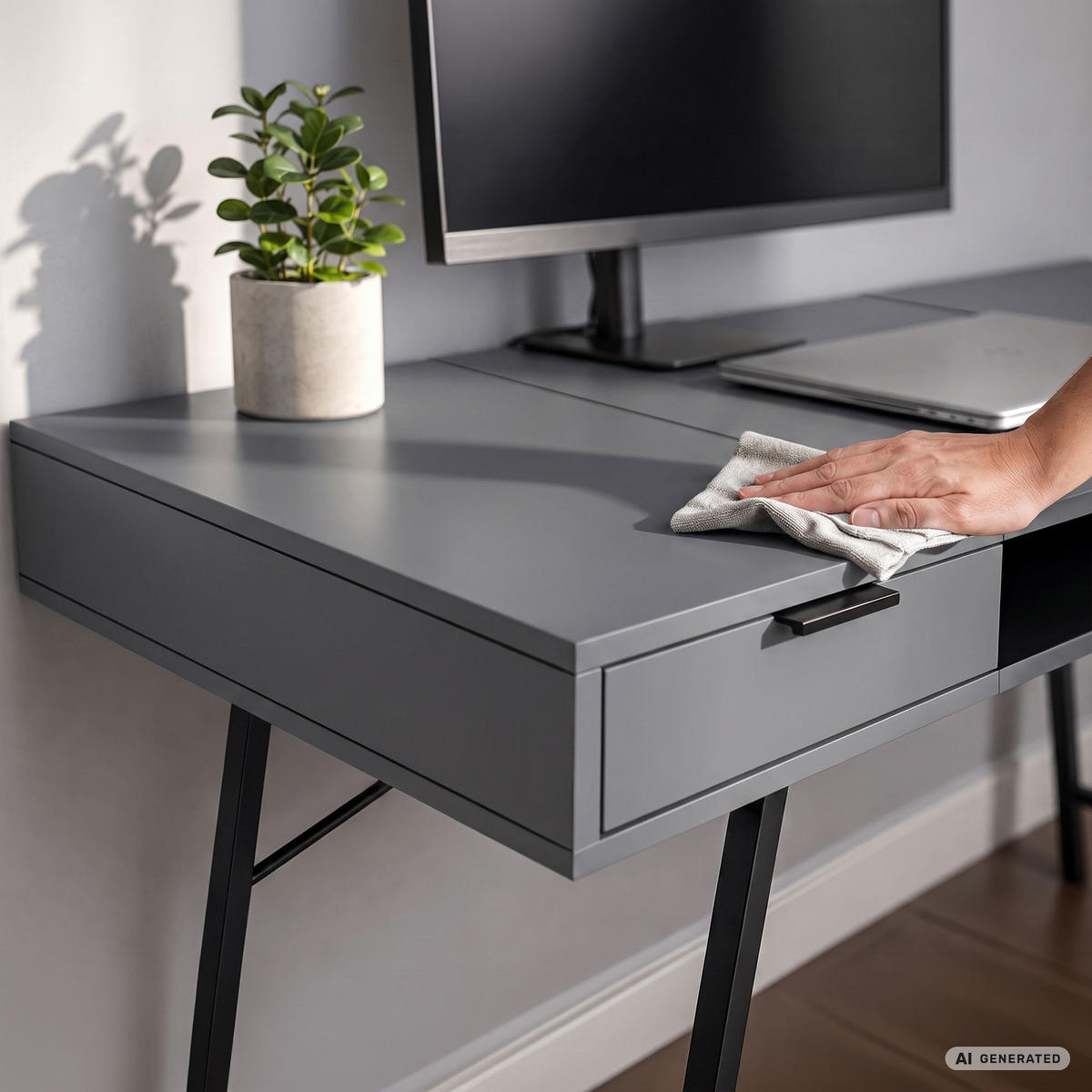 SCHREIBTISCH ARDEN 120 cm Graphit - Graphitfarben/Schwarz, Holzwerkstoff (120/50/80.5cm) - Akord