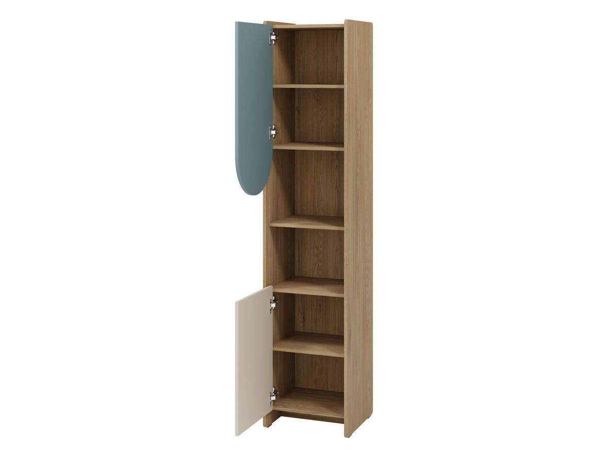 KINDERREGAL Lexi 2D 05 L / P, Seite: Links - Blau/Eichefarben, Holzwerkstoff (44/198/40cm) - MIRJAN24
